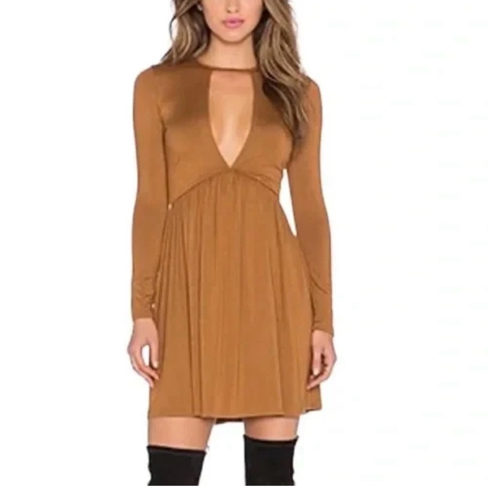NWT RACHEL PALLY Lianne‎ Mustard Cut Out Keyhole Long Sleeve Dress Size XS
